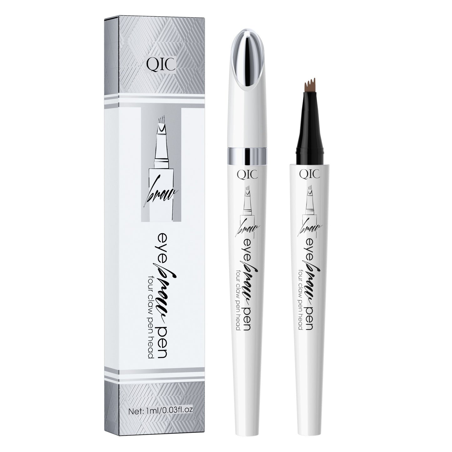 THEMEASHOP™ ÉPICERIE-  Crayon à sourcils liquide blanc céramique QIC à quatre griffes, waterproof, sans bavure, à quatre têtes fourchues