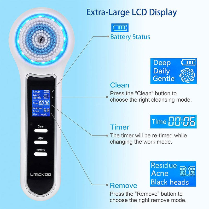 VIRTUAL INSTITUT™ - 3 In 1 Electric Facial Cleaner Sonic Vibration Facial Brush Machine Waterproof Facial Cleansing Brush