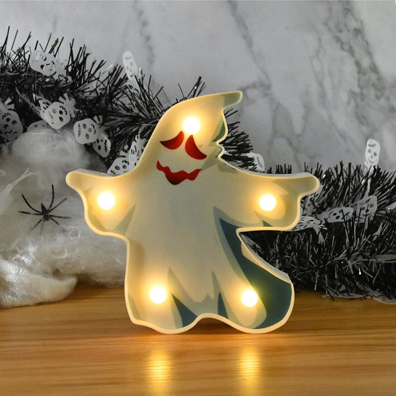 THEMEASHOP™- Halloween LED Lights Horror Pumpkin Ghost Bat Spider Night Lights Ornament Halloween Party Props Home Bar Table Lamp Decorations