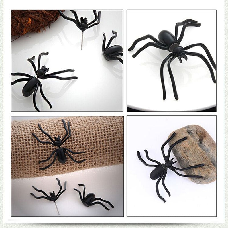 THEMEASHOP™-  Halloween Decoration 1Piece 3D Creepy Black Spider Ear Stud Earrings for Haloween Party DIY Decoration Home Decor