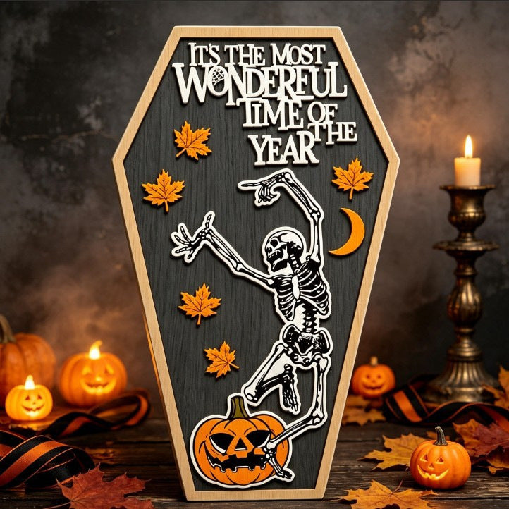 THEMEASHOP™- Halloween Skull Haunted House Cute Handmade Decoration Desktop Ghost Wooden Halloween Party Decor