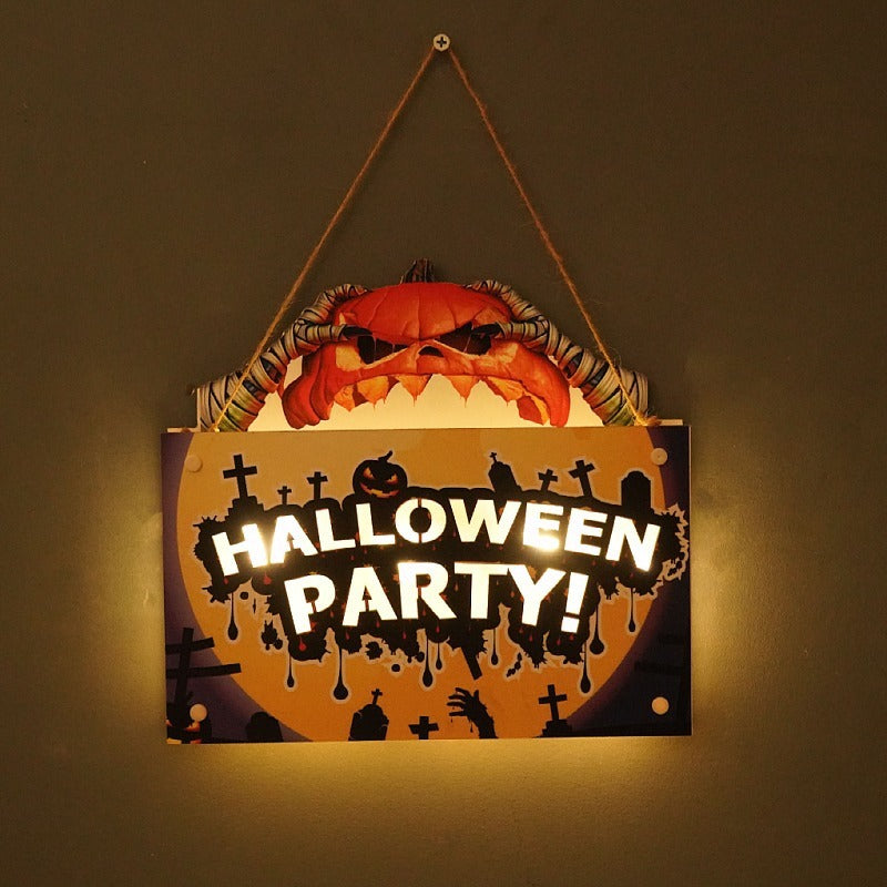 THEMEASHOP™-  New Halloween House Sign Listing Atmosphere Night Light Pumpkin Lantern Festival Wall Craft Decoration Pendant