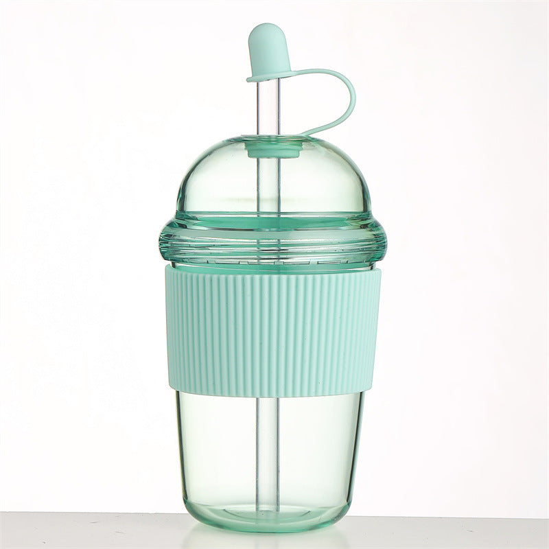 THEMEASHOP™ MAISON- Gobelet à paille de 630 ml (avec couvercle et paille) – café, lait, thé, eau, jus ; style Instagram, idéal pour le bureau