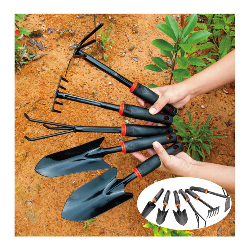 Outils de jardin, manche en plastique noir, vaporisateur, houe à deux têtes, râteau à cinq dents, pelle, pelle à fleurs d'extérieur
