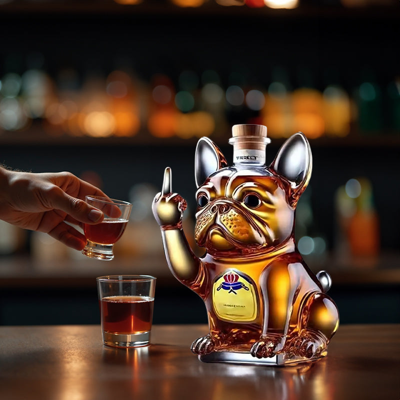 THEMEASHOP™ MAISON- Carafe à whisky 10 oz en verre avec motif canard/tortue/chien faisant un doigt d'honneur – Décoration pour bar/bureau/maison.