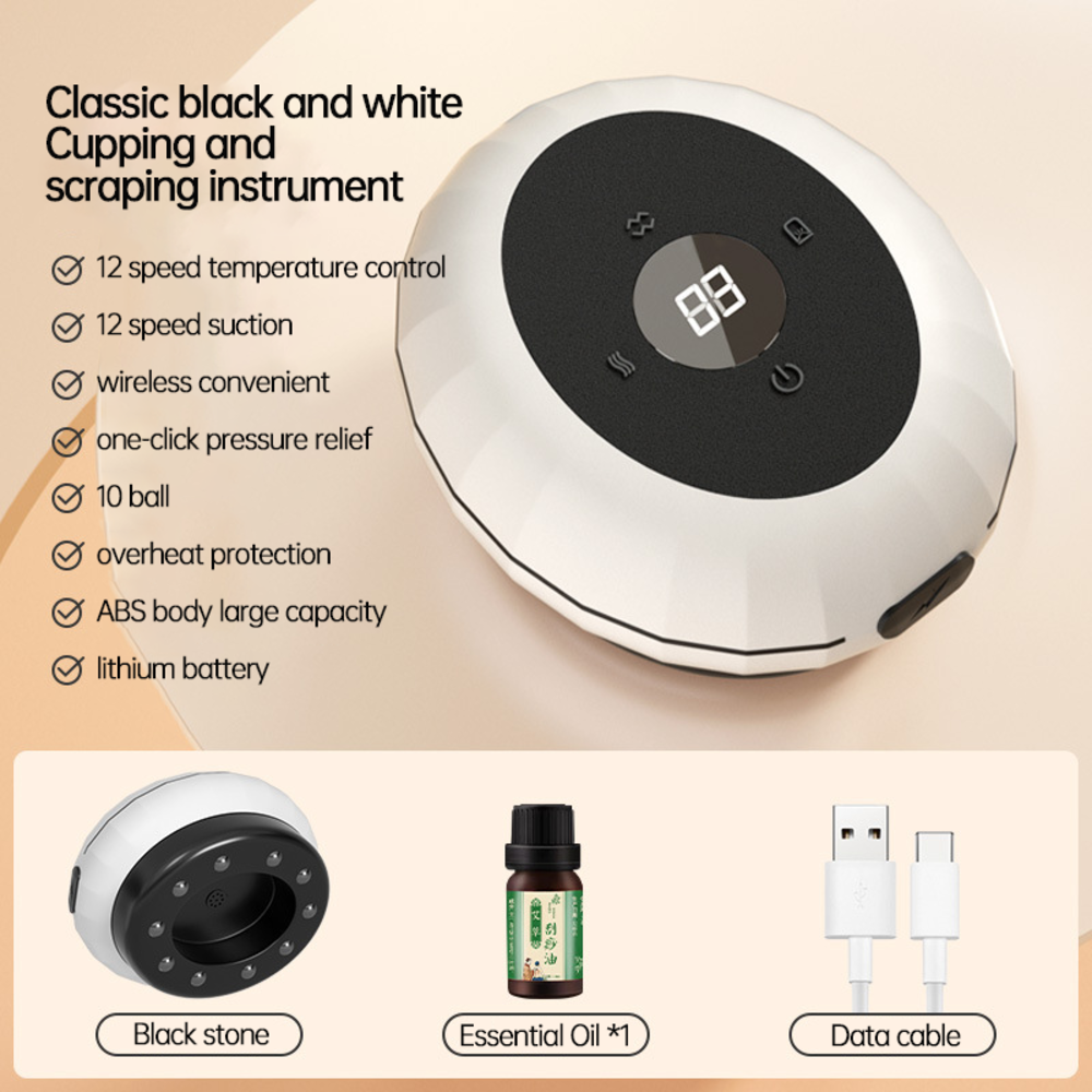 THEMEASHOP™ ÉPICERIE- Appareil de ventouses électrique intelligent à 12 niveaux, sans fil, pour usage domestique. Drainage indolore des méridiens. Soins de santé