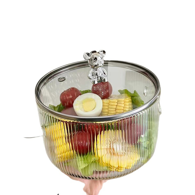 ESTHEMEA HOME- Petit bol à soupe ours, grand saladier élégant pour la maison, bol à nouilles instantanées avec couvercle, casserole en verre à double anse