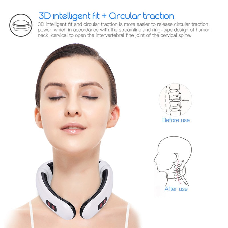 VIRTUAL INSTITUT™ - Appareil de massage à impulsions électriques pour la nuque, massage par impulsions des vertèbres cervicales, physiothérapie, acupuncture, thérapie magnétique, soulagement de la douleur