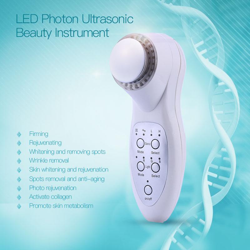 VIRTUAL INSTITUT™ -Appareil portable anti-âge à lumière LED 7 couleurs pour un rajeunissement photonique en profondeur, soin du visage par ultrasons et massage facial
