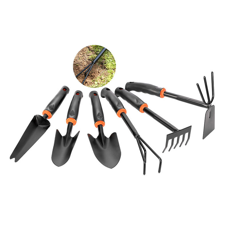 Outils de jardin, manche en plastique noir, vaporisateur, houe à deux têtes, râteau à cinq dents, pelle, pelle à fleurs d'extérieur