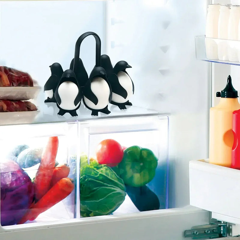 THEMEASHOP™ MAISON-  Cuiseur à œufs multifonctionnel en forme de pingouin avec support de rangement pour réfrigérateur
