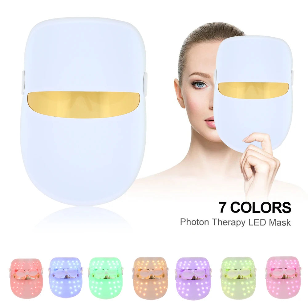 Masque de luminothérapie LED 7 couleurs, masque facial de rajeunissement cutané par électroporation, appareil de beauté photonique, réduction des rides
