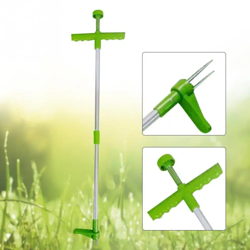 Désherbeur manuel portable à long manche en aluminium, léger et facile à utiliser, pour jardin et pelouse.
