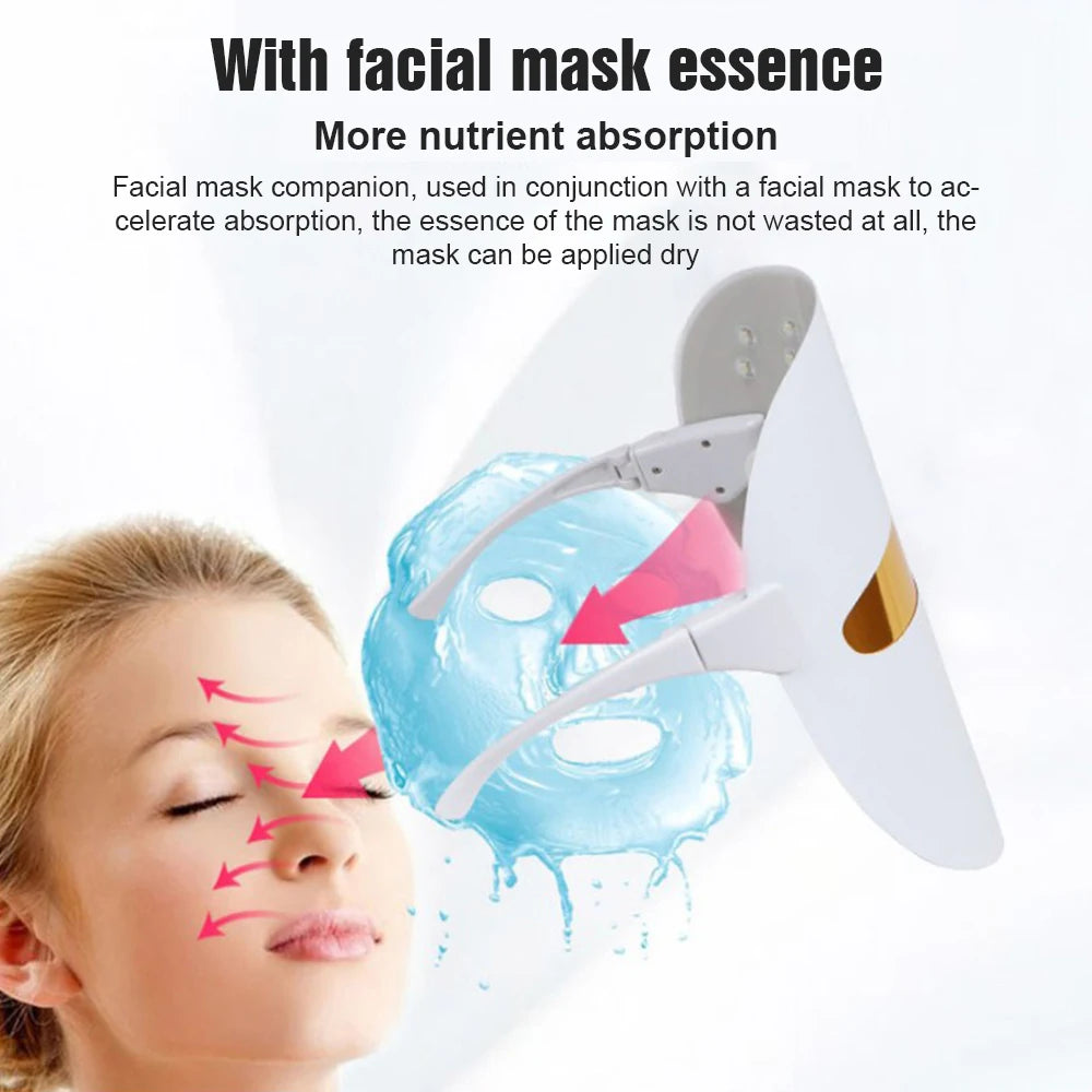 Masque de luminothérapie LED 7 couleurs, masque facial de rajeunissement cutané par électroporation, appareil de beauté photonique, réduction des rides