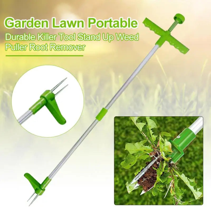 Désherbeur manuel portable à long manche en aluminium, léger et facile à utiliser, pour jardin et pelouse.