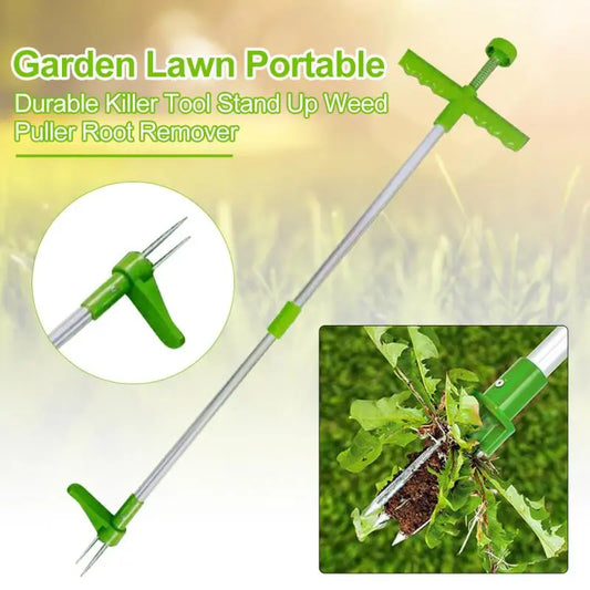 Désherbeur manuel portable à long manche en aluminium, léger et facile à utiliser, pour jardin et pelouse.