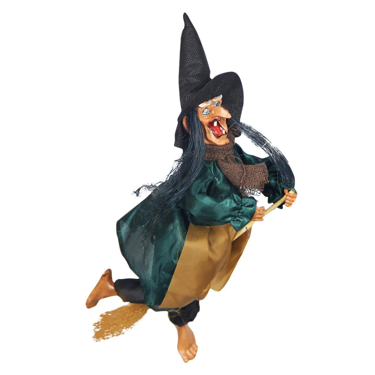 THEMEASHOP™- Halloween Hanging Broom Witch Pendant Spooky Decor Props Scary Electric Toy Haunted House Bar Home Festival Party Decoration Toy