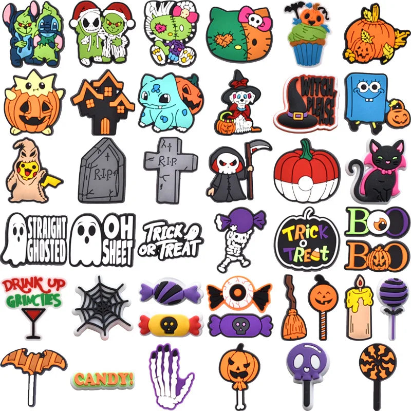 THEMEASHOP™- halloween pumpkin ghost PVC shoe Charms Buckle combination Fit Wristbands accessories Decoration Bands gift unisex party
