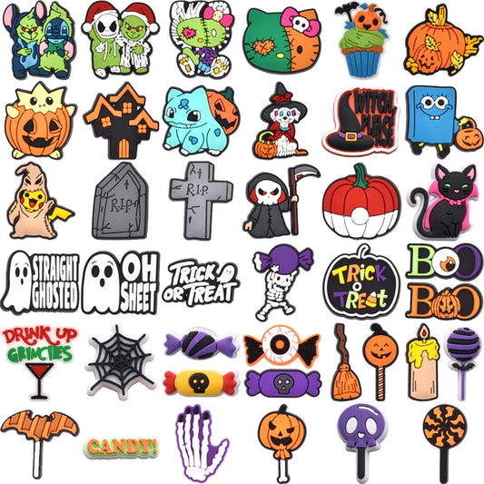 THEMEASHOP™- halloween pumpkin ghost PVC shoe Charms Buckle combination Fit Wristbands accessories Decoration Bands gift unisex party