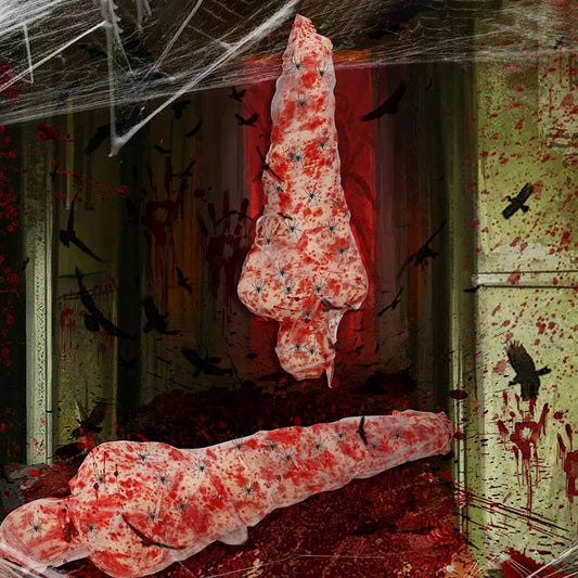 THEMEASHOP™- Halloween Decoration Hanging Corpse Scary Dead Body Props Bloody Inflatable Cocoon Outdoor Halloween Yard Haunted House Decors