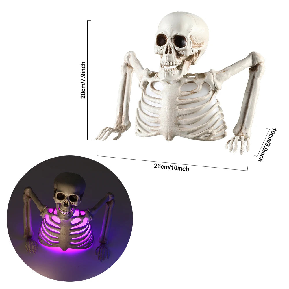 THEMEASHOP™- Halloween Decorations Glowing Skull Skeleton Human Head Haunted House Outdoor Yard Horror Props Holiday Scarry Home Supplies