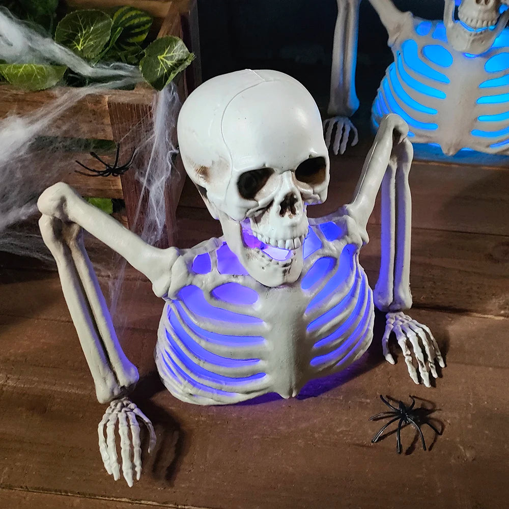 THEMEASHOP™- Halloween Decorations Glowing Skull Skeleton Human Head Haunted House Outdoor Yard Horror Props Holiday Scarry Home Supplies