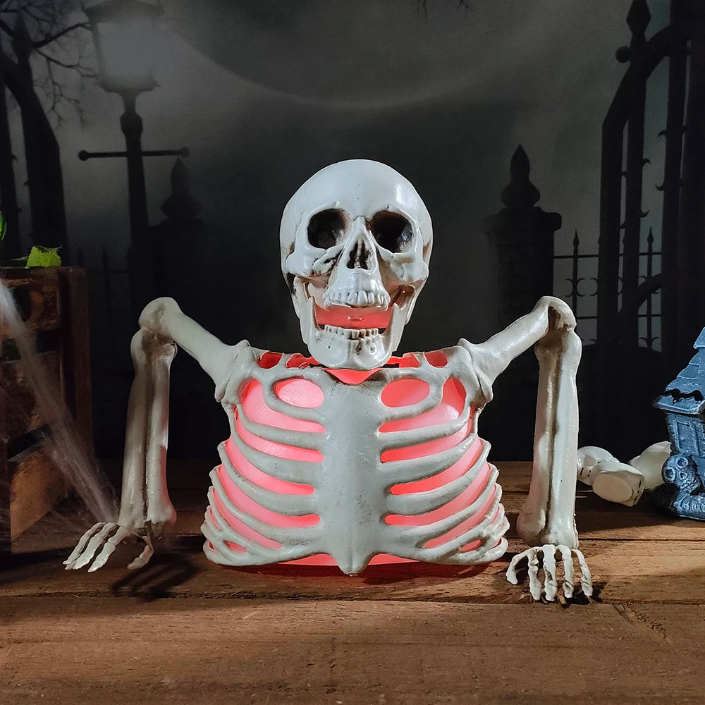 THEMEASHOP™- Halloween Decorations Glowing Skull Skeleton Human Head Haunted House Outdoor Yard Horror Props Holiday Scarry Home Supplies