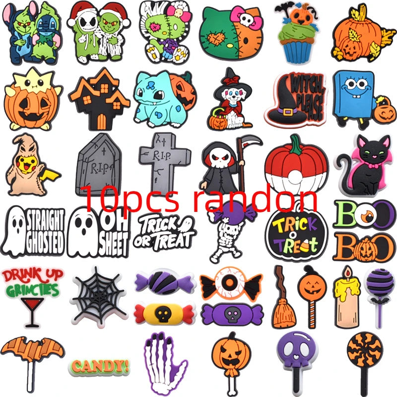 THEMEASHOP™- halloween pumpkin ghost PVC shoe Charms Buckle combination Fit Wristbands accessories Decoration Bands gift unisex party