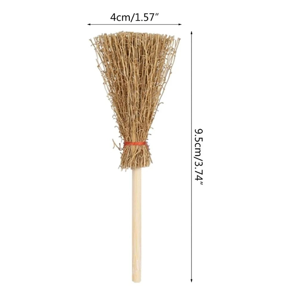 THEMEASHOP™- 10/20PCS Halloween Mini Witch Hat and Broom Decor DIY Craft Embellishments Miniature Ornaments Hanging Pendants Desktop Decor