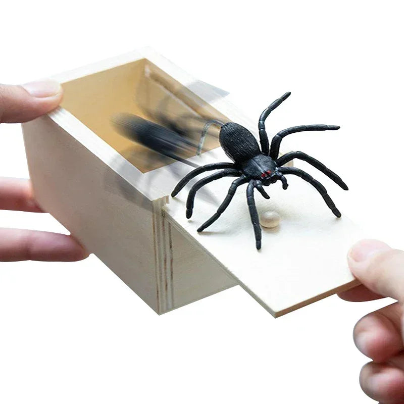 THEMEASHOP™- 1PC New Trick Spider Funny Scare Box Wooden Hidden Box Prank Trick Horror Spiders Fun Game Halloween Party Decoration Gifts