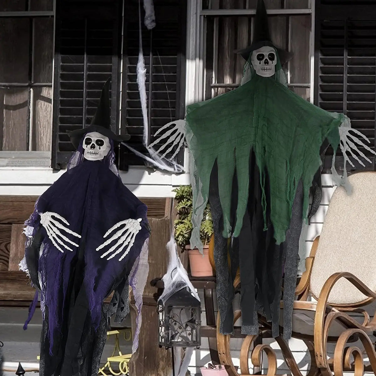 THEMEASHOP™- Halloween Hanging Skeleton Ghosts Decor Halloweens Skeleton Flying Ghost Haunted Haunted House Prop Party Decorations
