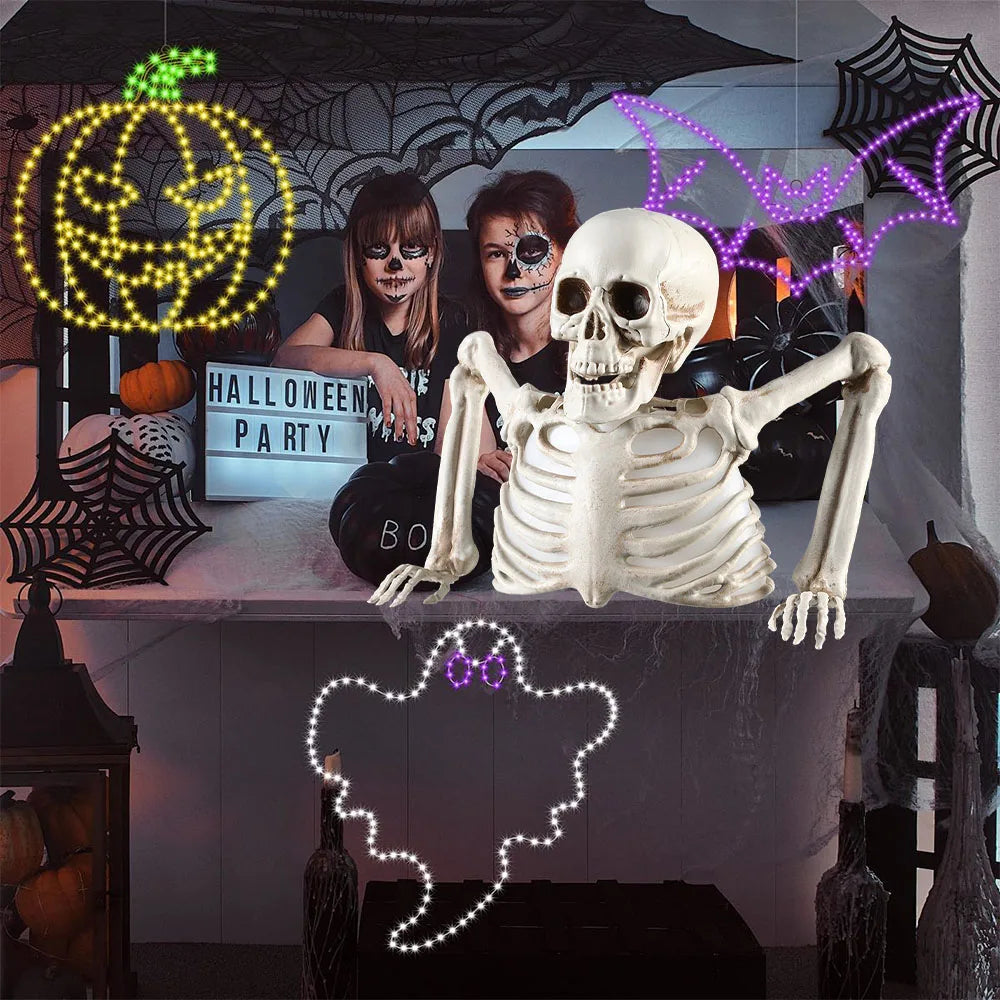 THEMEASHOP™- Halloween Decorations Glowing Skull Skeleton Human Head Haunted House Outdoor Yard Horror Props Holiday Scarry Home Supplies