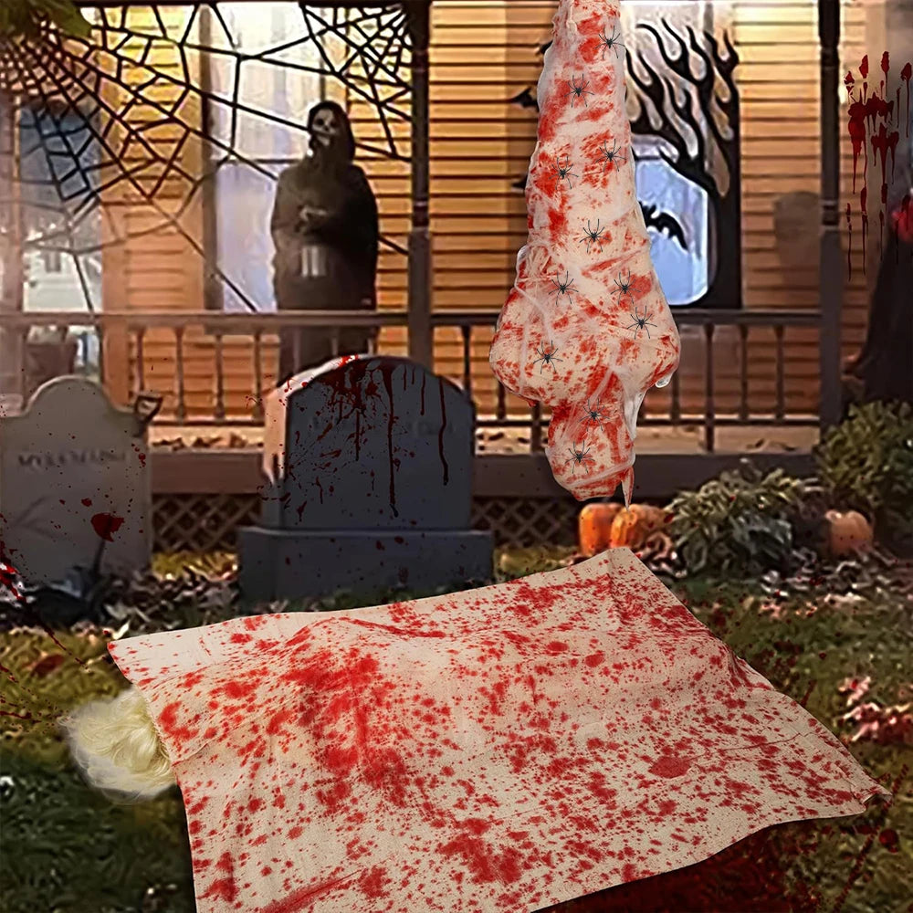 THEMEASHOP™- Halloween Decoration Hanging Corpse Scary Dead Body Props Bloody Inflatable Cocoon Outdoor Halloween Yard Haunted House Decors