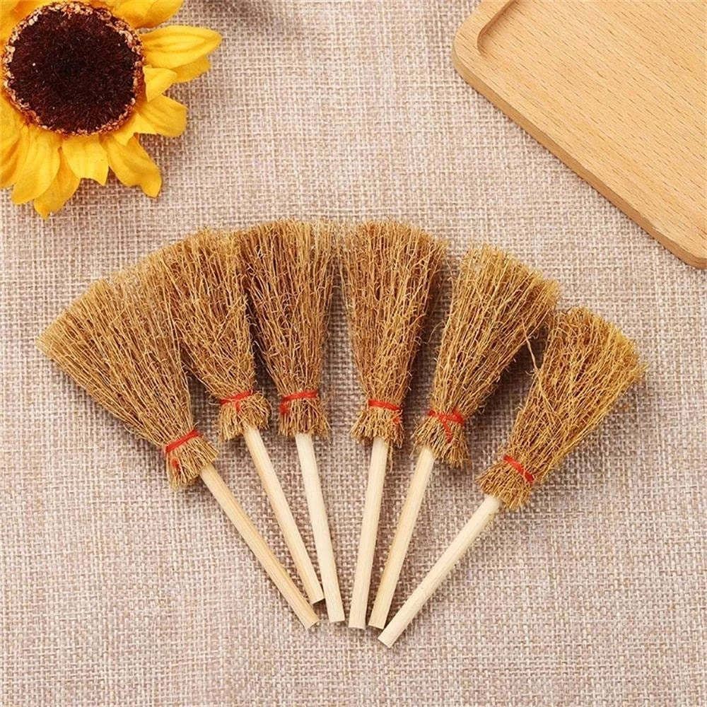 THEMEASHOP™- 10/20PCS Halloween Mini Witch Hat and Broom Decor DIY Craft Embellishments Miniature Ornaments Hanging Pendants Desktop Decor