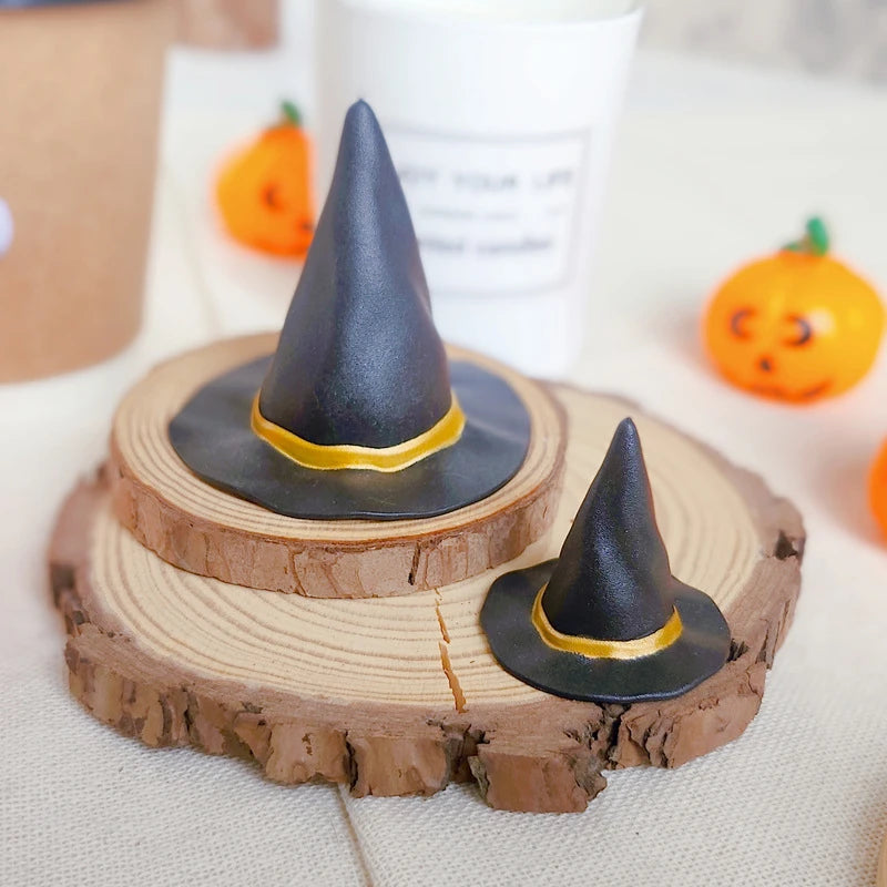 THEMEASHOP™- 10/20PCS Halloween Mini Witch Hat and Broom Decor DIY Craft Embellishments Miniature Ornaments Hanging Pendants Desktop Decor