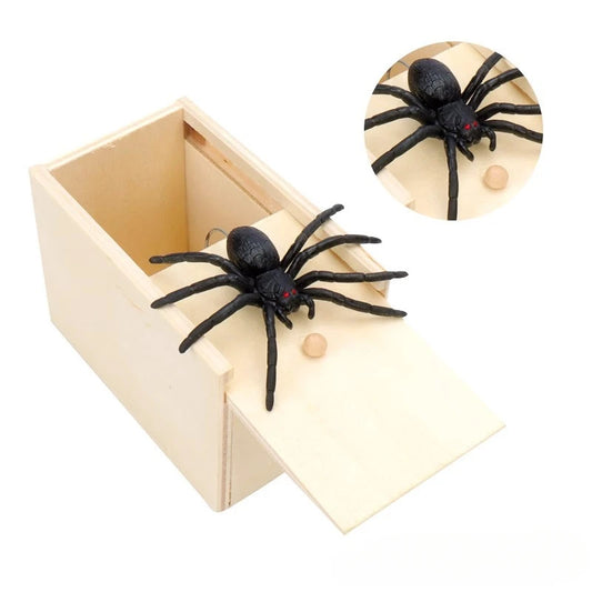 THEMEASHOP™- 1PC New Trick Spider Funny Scare Box Wooden Hidden Box Prank Trick Horror Spiders Fun Game Halloween Party Decoration Gifts