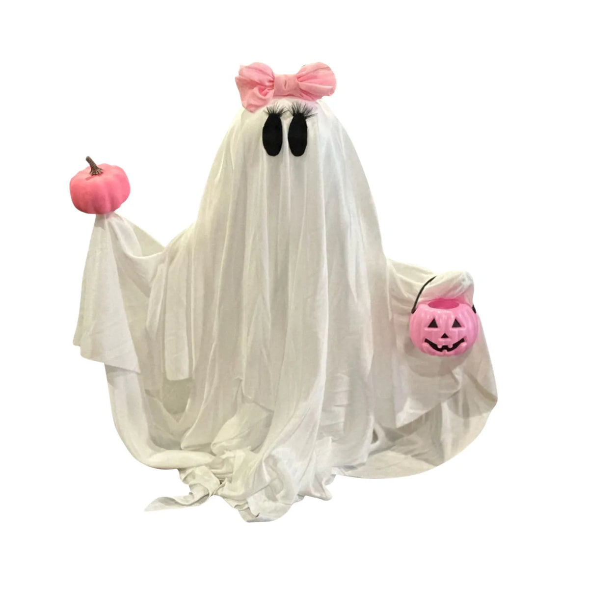 THEMEASHOP™- Halloween Ghost Holding Pink Pumpkin Halloween Decorations Indoor Spooky Ghost Decor Halloween Party Desktop Decoration Ornament