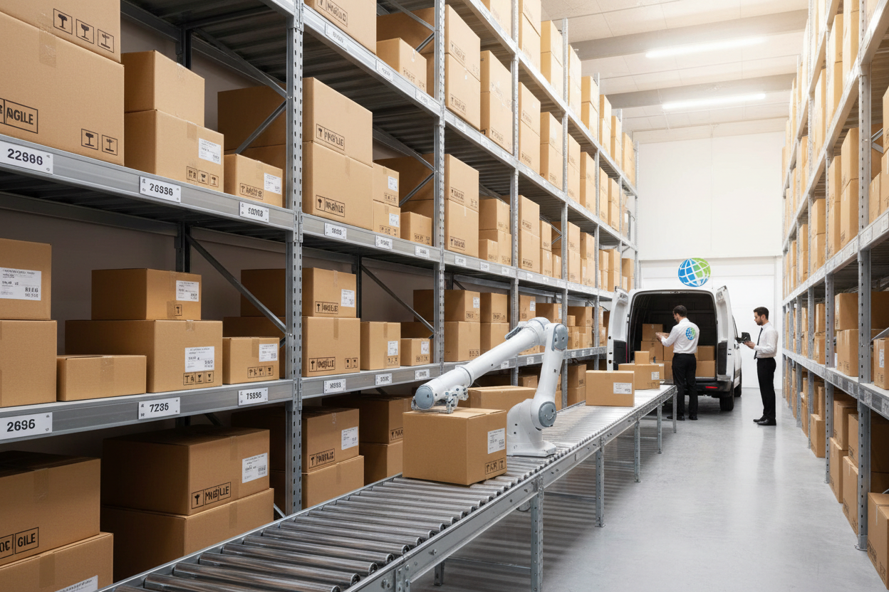Carton, stockage, livraison
